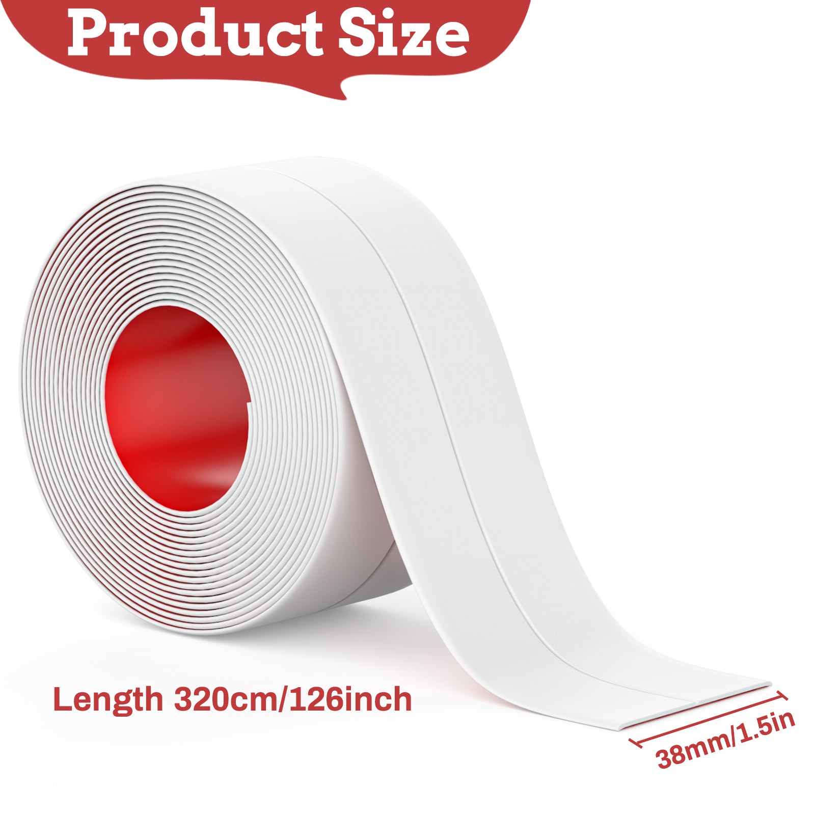 Bath Sealant Strip Self Adhesive, 3 Rolls Caulk Strip, Bathroom Sealant Tape White Waterproof, Bath Seal for Toilet, Bathtub, Shower, Sink, Wall Corner, Kitchen with Sealing Tool