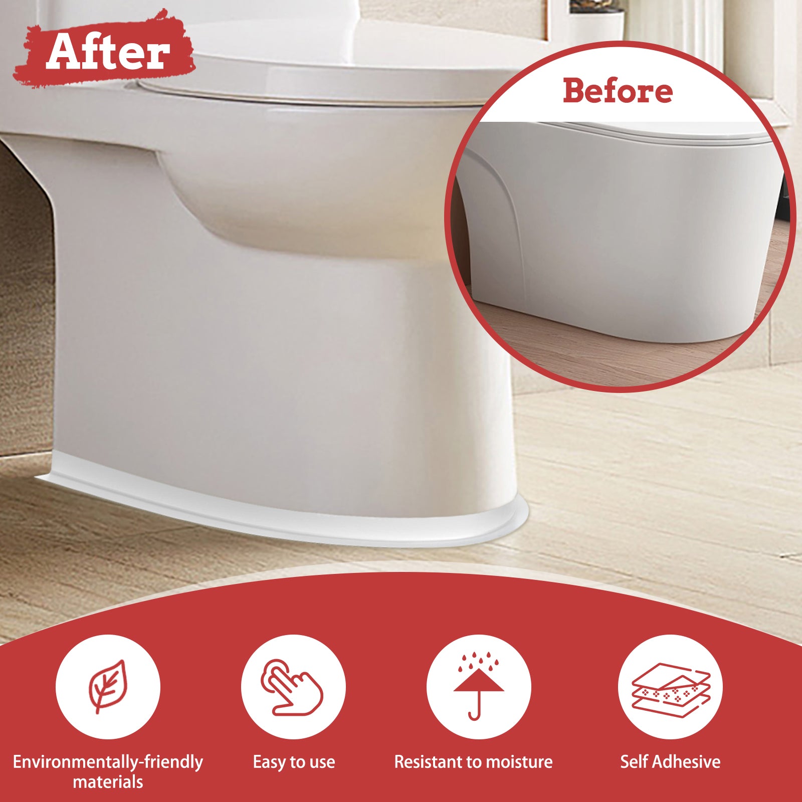 Bath Sealant Strip Self Adhesive, 3 Rolls Caulk Strip, Bathroom Sealant Tape White Waterproof, Bath Seal for Toilet, Bathtub, Shower, Sink, Wall Corner, Kitchen with Sealing Tool