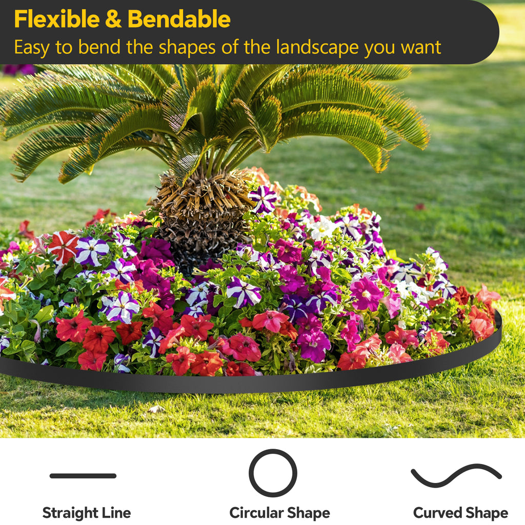 Fixmend Lawn Edging, 10m Garden Edging Border with 30 Pegs, Plastic Garden Borders Edging, Flexible for Flower Beds Edging, Grass Edging, Lawns and Paths